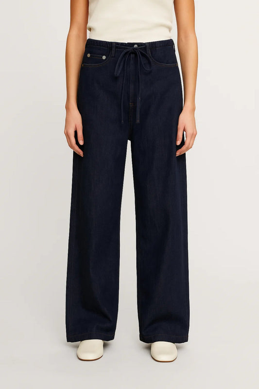 Mila | Vaquero ancho cómodo con cintura elástica y cordón ajustable