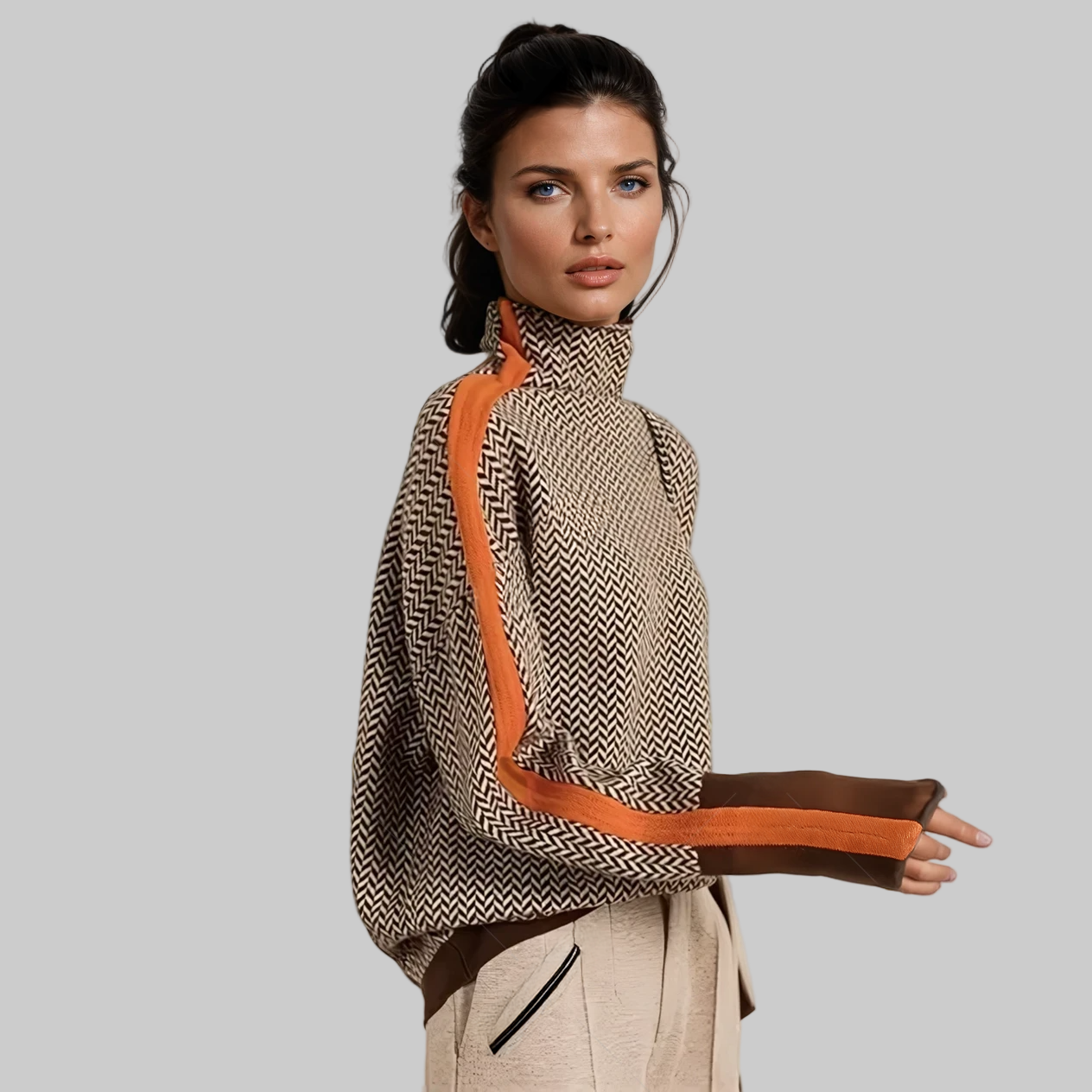 Malou | Jersey de cuello alto con rayas en contraste